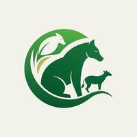 dos canguros frente a cada otro dentro un círculo, diseño un sencillo y elegante logo para un ong dedicado a fauna silvestre conservación vector