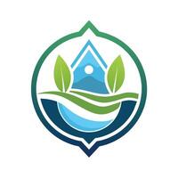 Logo design for a water company, featuring a minimalist emblem representing clean water and sustainability, Develop a minimalist emblem for a charity supporting clean water initiatives vector