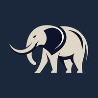 un majestuoso elefante soportes con confianza en un oscuro fondo, crear un minimalista logo inspirado por el majestuoso de elefante silueta vector