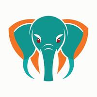 A close-up of an elephants head with striking red eyes set against a clean white background, Generate a simple and modern logo inspired by the beauty of elephants vector