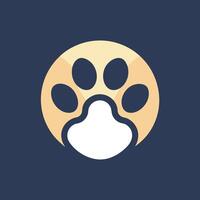 A dogs paw is displayed within a circular design, showcasing a minimalist logo concept focused on pets, Develop a minimalist logo with a focus on a pet paw, using minimal elements for a sleek look vector