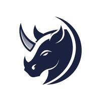 A bulls head with prominent horns placed against a plain white backdrop, Generate a clean and simple logo incorporating the silhouette of a rhino's head vector