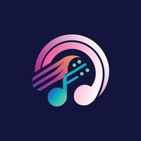 A sleek logo design for a music streaming service, featuring a central musical note surrounded by a music-themed design, Design a sleek and simple logo for a music streaming service vector