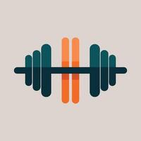 A minimalist barbell icon featuring an orange coloring in the center, Dumbbell and barbell arrangement, minimalist simple modern logo design vector