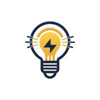 A light bulb with lightning trapped inside, creating a striking visual effect, Incorporate a lightbulb icon into a minimalist logo design for an electronics company vector