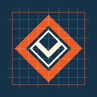 Blue and orange square showcasing a diamond shape in modern and minimalist design, Grid-based layout with a modern twist, minimalist simple modern logo design vector