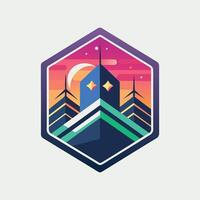 Stylized logo featuring a mountain with a star in the sky, Graphic for a coding bootcamp community, minimalist simple modern logo design vector
