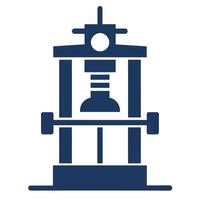 A tall tower featuring a prominent clock at its peak, standing against a clear sky, Graphic representation of a hydraulic press machine, minimalist simple modern logo design vector