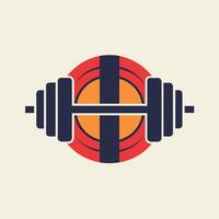 Two dumbbells placed on a clean white surface, minimalist and simple, Dumbbell and barbell arrangement, minimalist simple modern logo design vector