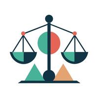 A balance scale resting atop a regular scale, showing contrast between the two measuring devices, Incorporate geometric shapes to represent the balance and accuracy of accounting practices vector