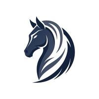 Detailed close-up of a horses head with a flowing mane, Subtle use of negative space to create a horse outline, minimalist simple modern logo design vector