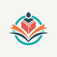 Silhouette of a person displayed on top of an open book, Logo design for a tutoring service, minimalist simple modern logo design vector