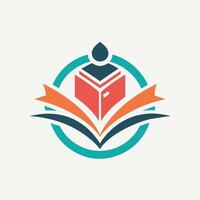 silueta de un persona desplegado en parte superior de un abierto libro, logo diseño para un tutoría servicio, minimalista sencillo moderno logo diseño vector