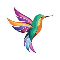 A vibrant hummingbird with colorful feathers soaring gracefully through the air, Vibrant and colorful hummingbird design, minimalist simple modern logo design vector