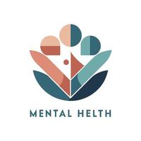 Logo featuring muted tones and minimalist font symbolizing mental health awareness and support, Muted tones and a minimalist font for a mental health clinic's branding vector