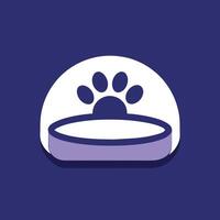 A dogs paw peacefully rests on top of a bowl, illustrating a moment of stillness, Sleek lines forming the shape of a pet bed, minimalist simple modern logo design vector