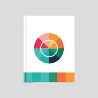 un libro cubrir presentando un vibrante y llamativo vistoso circulo en el frente, sofisticado color paleta para un conferencia folleto, minimalista sencillo moderno logo diseño vector