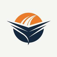 Orange and Blue Logo With Leaf, Utilizing negative space to create a sense of airiness, minimalist simple modern logo design vector