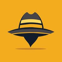 A trendy hat resting on a vibrant yellow background, creating a striking minimalist composition, Make a minimalist logo showcasing a trendy hat, minimalist simple modern logo design vector