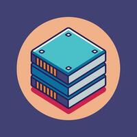 A stack of books placed one on top of the other, Simplified design of a data storage device, minimalist simple modern logo design vector