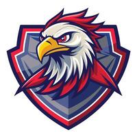 Retro eagle mascot logo featuring an eagle head with a red beak placed on a shield design, Retro Eagle Mascot Logo vector