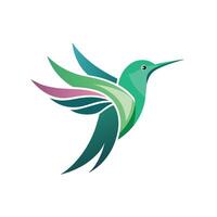 un colibrí revolotea mediante el aire, exhibiendo sus vibrante alas en movimiento, simplista diseño de un colibrí en un minimalista logo, minimalista sencillo moderno logo diseño vector