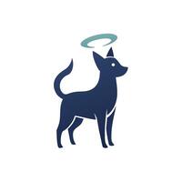 A dog with an angel halo above its head, showcasing a simple and elegant design, Simple, elegant design of a pet with a halo above its head vector