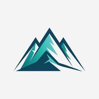 A mountain with snow covering its summit under clear skies, simple minimalist mountain logo design icon template vector