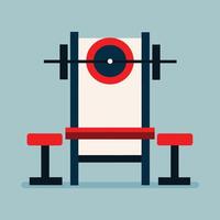 A weight bench with a barbell placed on top, ready for strength training, Weight bench and squat rack ensemble, minimalist simple modern logo design vector