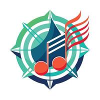 A logo featuring musical notes and instruments representing a musical school, music logo design Note web logotype. Abstract icon vector