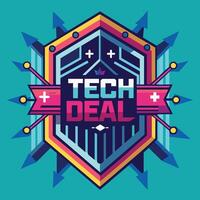 A logo for a tech deal, featuring modern design elements and sleek typography, tech deal logo design template element vector