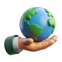 cute 3d hand holding earth icon png