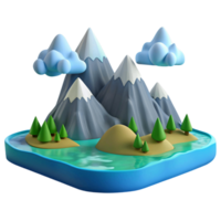 cute 3d sea mountain island landscape icon png