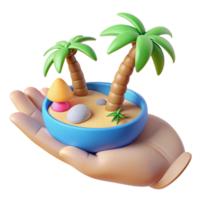 cute 3d hand holding beach icon png