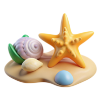 cute 3d shell and starfish icon png