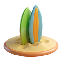 3d icon illustration of surfing board png