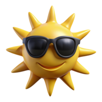 3d icon illustration of sun wearing sunglasses png