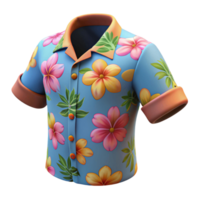 3d icon illustration of floral beach shirt png