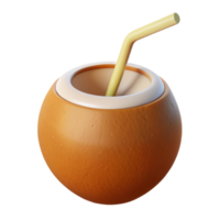 3d icon illustration of coconut drink png