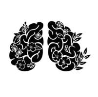 silhouette mental health blooming brain illustration vector