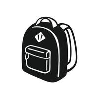 School backpack in silhouette style. Isolated element on white background. Symbol for study and fashion. illustration vector