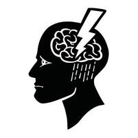 Cloud in head, stress, silhouette illustration vector