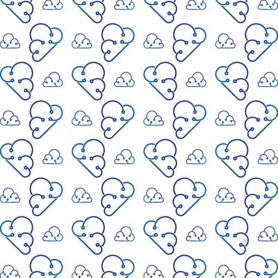 Cloud tech weird trendy multicolor repeating pattern illustration background design