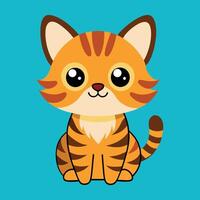 kawaii bengal cat cartoon animal illustration vector