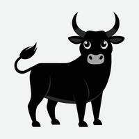 black bull cartoon animal illustration vector