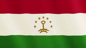 tajiquistão bandeira acenando animação. cheio tela. símbolo do a país. 4k video