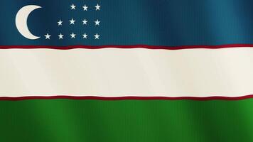 uzbequistão bandeira acenando animação. cheio tela. símbolo do a país. 4k video