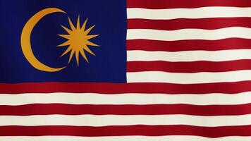 Malaysia Flagge winken Animation. voll Bildschirm. Symbol von das Land. 4k video