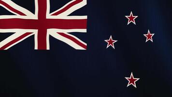 New Zealand flag waving animation. Full Screen. Symbol of the country. 4K video