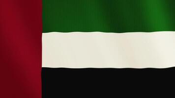 United Arab Emirates flag waving animation. Full Screen. Symbol of the country. 4K video